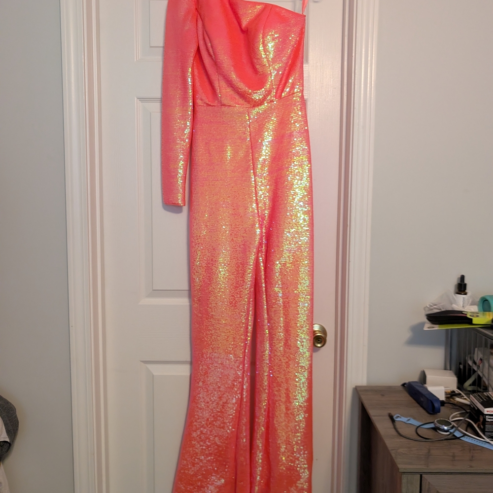 One-Shoulder Sequin Jumpsuit